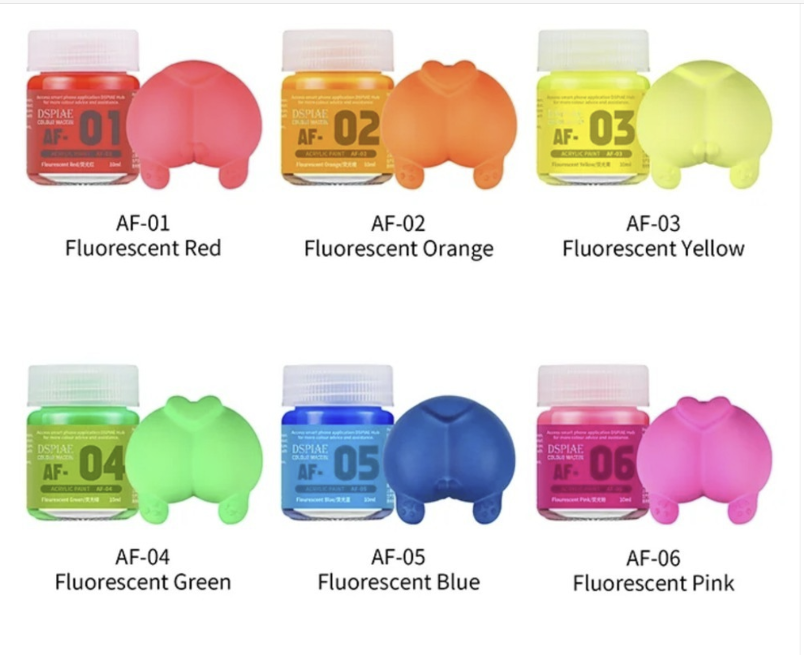 Model Kit Paint Set - DSPIAE AF Serie Fluorescent Acrylic Paint