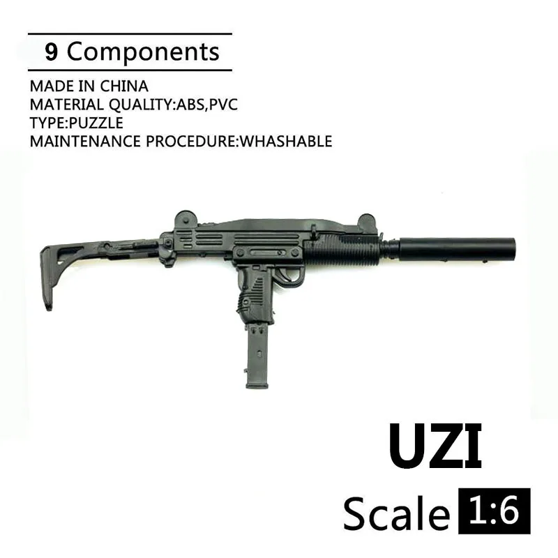 Model Kit Weapons - 1/6 UZI Submachine Gun Plastic Assembled