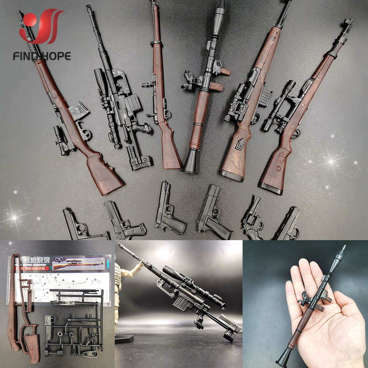 Model Kit Weapons - 6Pcs/Set 1/6 98K RPG SVT-40 G43rifle
