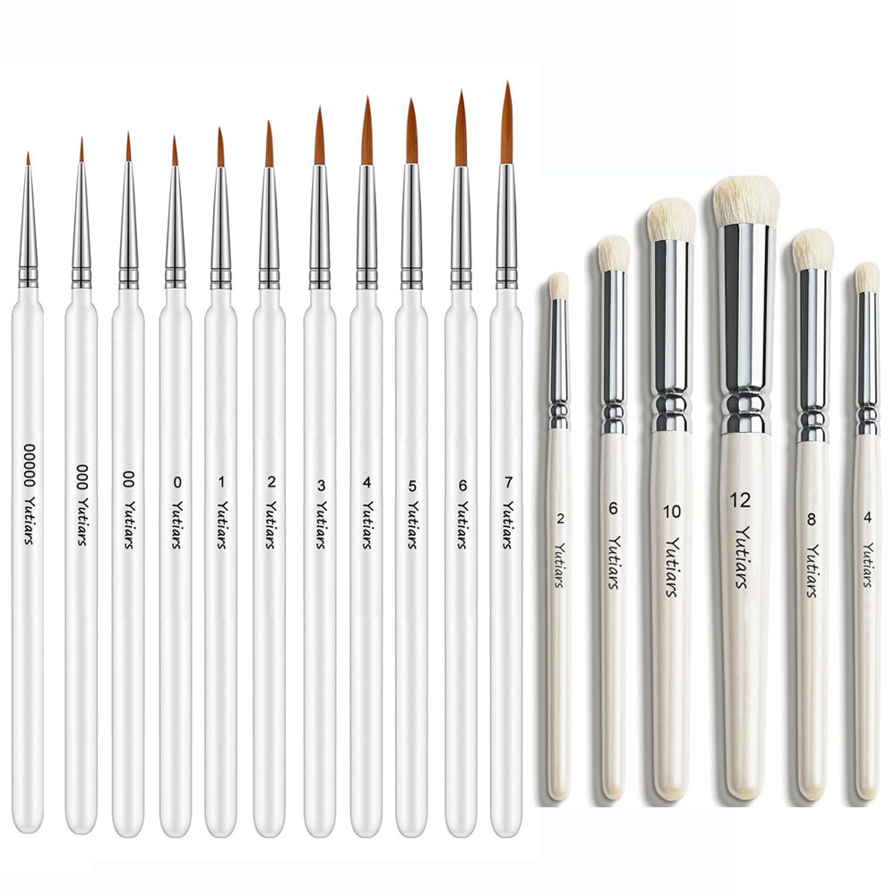 Model Kit Paint Set - 17Pcs Miniature Paint Brush Set Wood